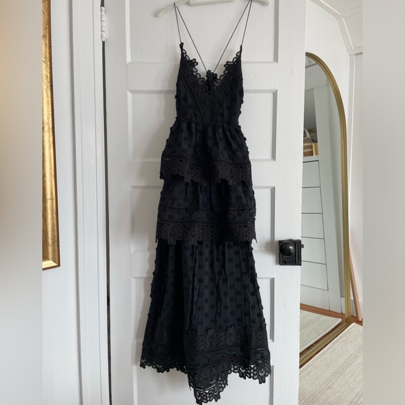 Self-Portrait “Ivy” Cotton Swiss Dot Dress with Lace - Picture 3 of 7